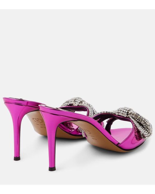 Alexandre Vauthier Pink Shooting Embellished Mules