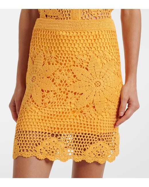 Jonathan Simkhai Yellow Agnes Floral Crochet Cotton Miniskirt