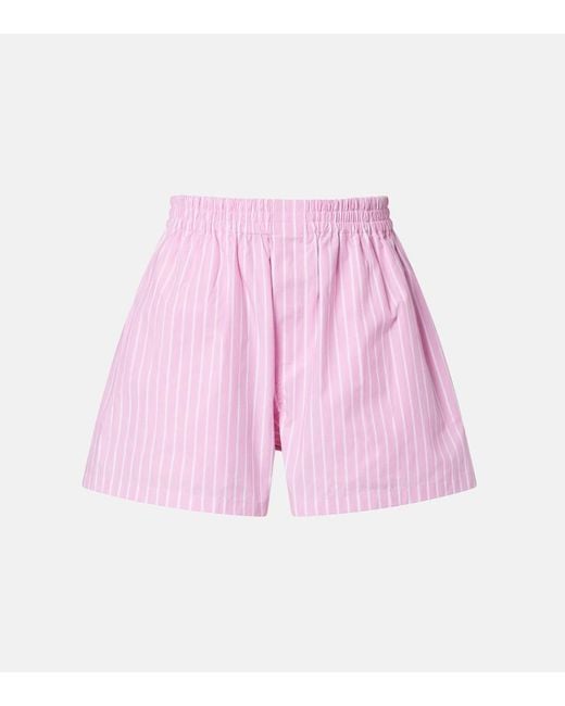 Balenciaga Pink Striped Cotton Poplin Boxers Shorts