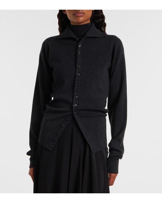 Lemaire Black Turtleneck Wool Cardigan