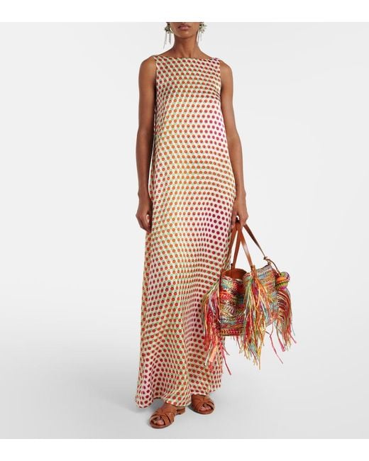 Aquazzura Red Trancoso Fringed Raffia Tote Bag