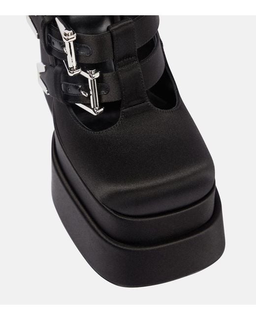 Versace Black Aevitas Satin Bondage Buckle Double Platform