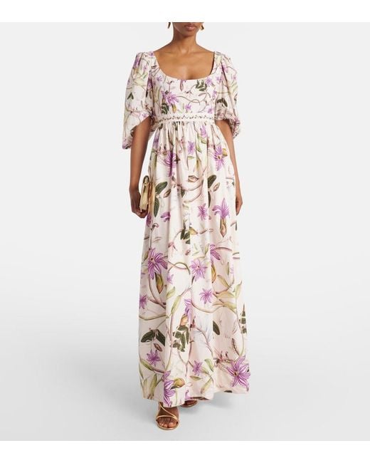 Agua Bendita Pink Viviane Floral Cotton Maxi Dress