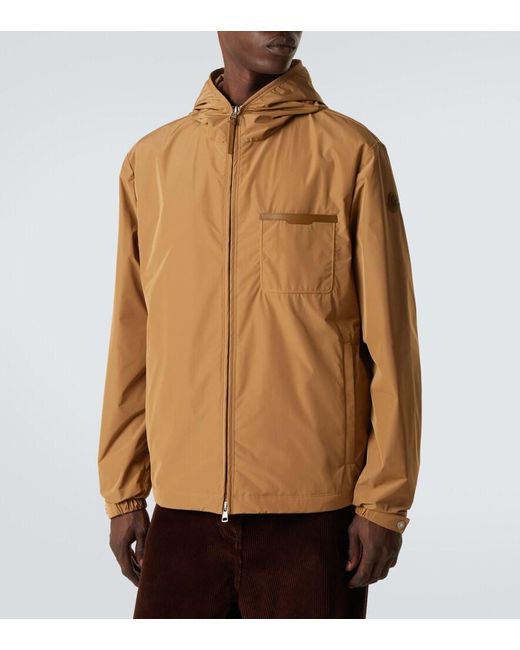 Moncler Brown Leather-Trimmed Jacket for men