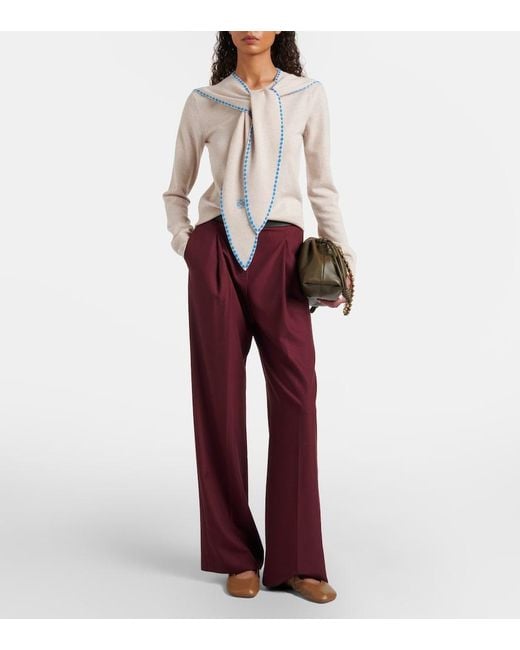 Loewe Blue Scarf-Detail Wool Sweater