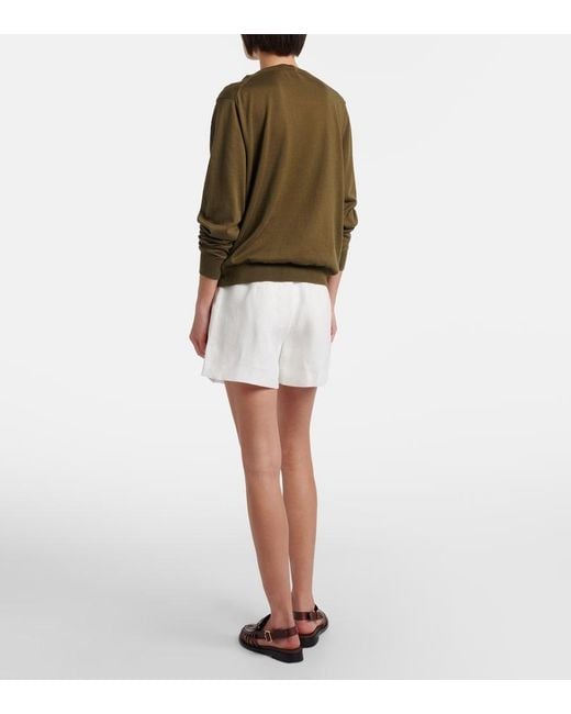 Ralph Lauren White Denise Belted Linen Shorts