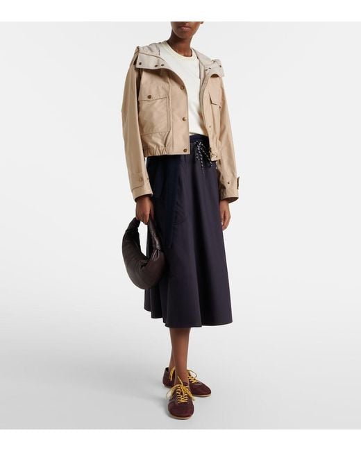 Moncler Natural Carex Cropped Hooded Cotton-Blend Poplin Jacket