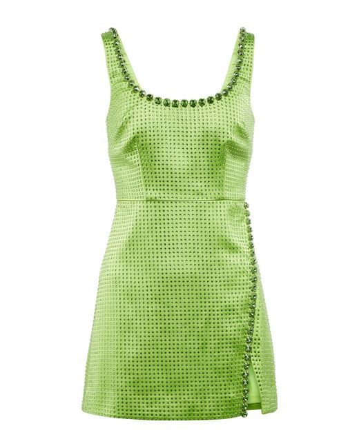self-portrait-embellished-satin-minidress-in-green-lyst