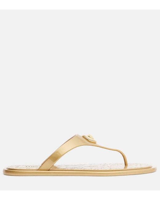 Versace Natural Alia Medusa Thong Sandals
