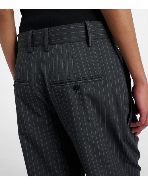 Isabel Marant Blue Pinstriped Wool-Blend Straight Pants