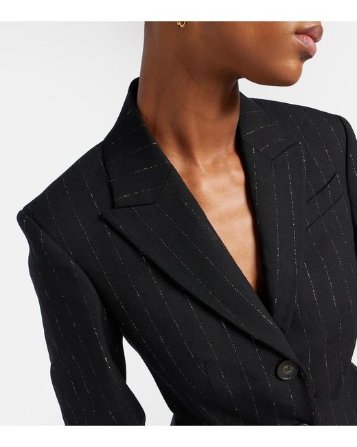 Erdem Black Pinstripe Wool Blazer