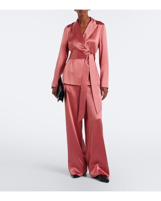 Joseph Pink Dijon Silk Satin Wide-Leg Pants