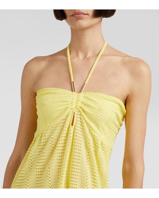 Melissa Odabash Yellow Mila Semi-Sheer Halterneck Maxi Dress