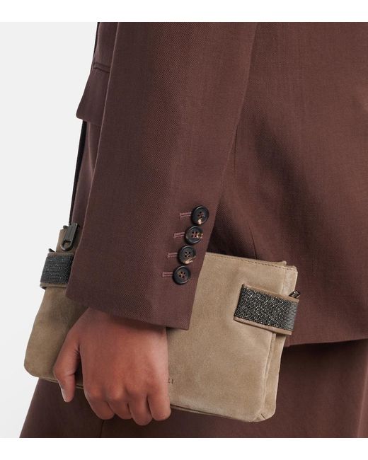 Brunello Cucinelli Brown Double-Breasted Blazer