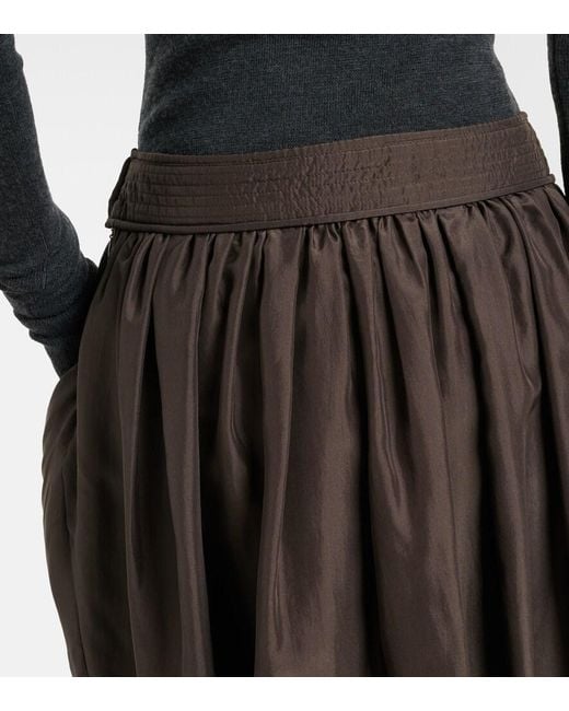 Lemaire Black Draped Semi-Sheer Silk Midi Skirt