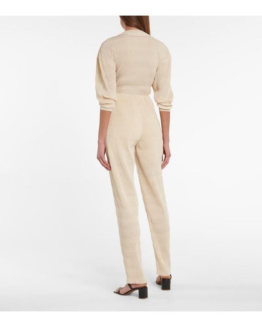 Totême Natural Smocked High-Rise Slim Pants