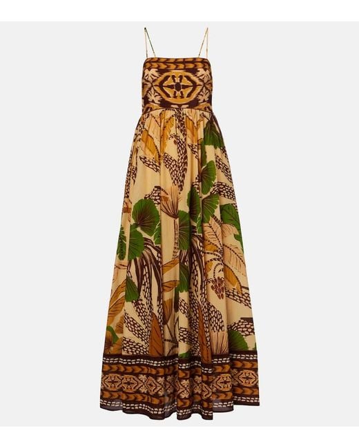 Farm Rio Metallic Maxikleid Folliage Sketch