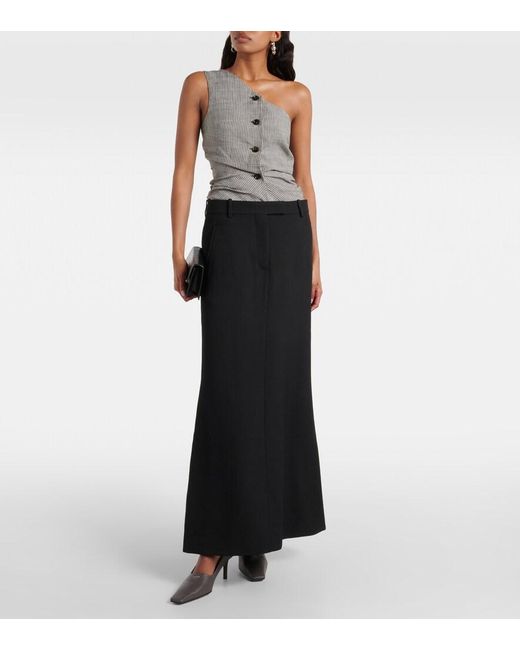 Acne Black Wool-Blend Maxi Skirt