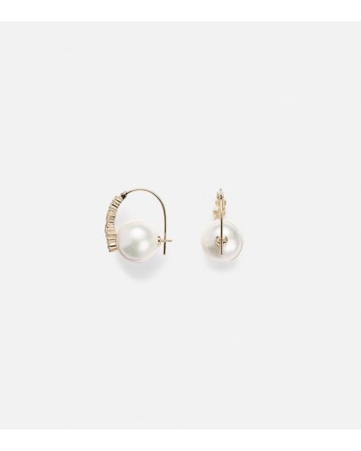Sydney Evan White Cocktail 14Kt Earrings With Pearls And Diamonds