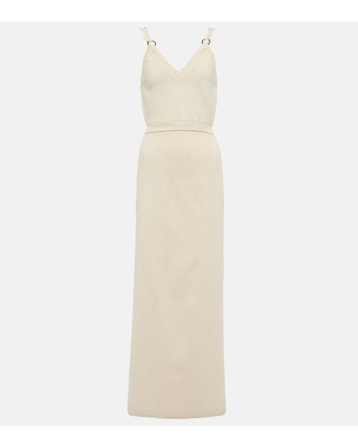 Rabanne White Embellished Knit Midi Dress