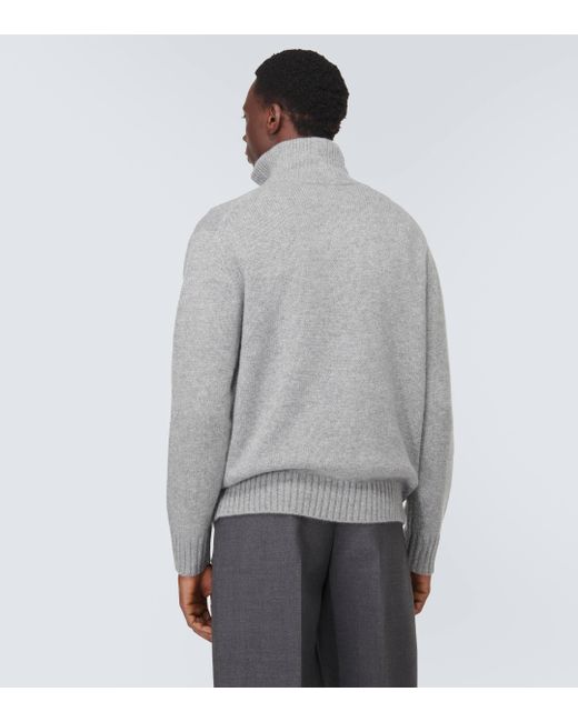 Allude Gray Cashmere Half-zip Sweater for men