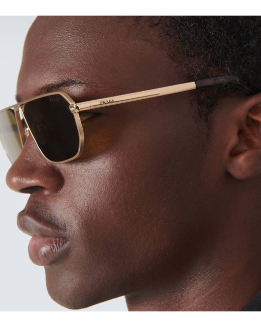 Prada Brown Aviator Sunglasses for men