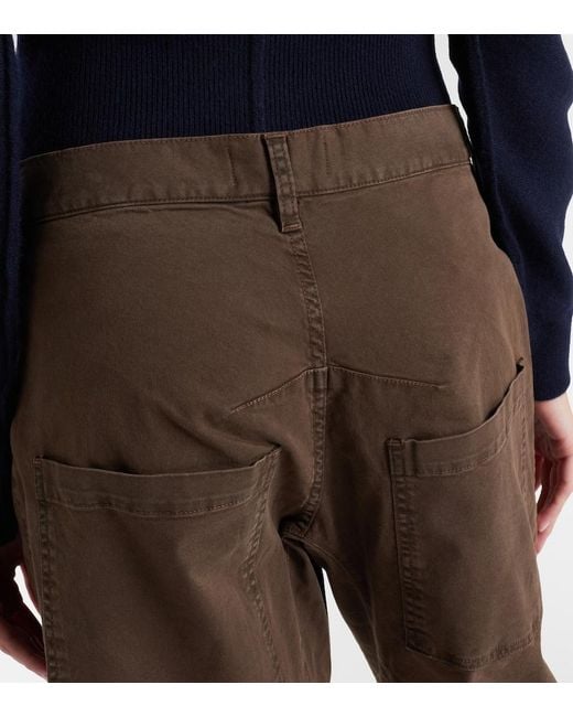Nili Lotan Brown Shon Cotton Twill Barrel-Leg Pants