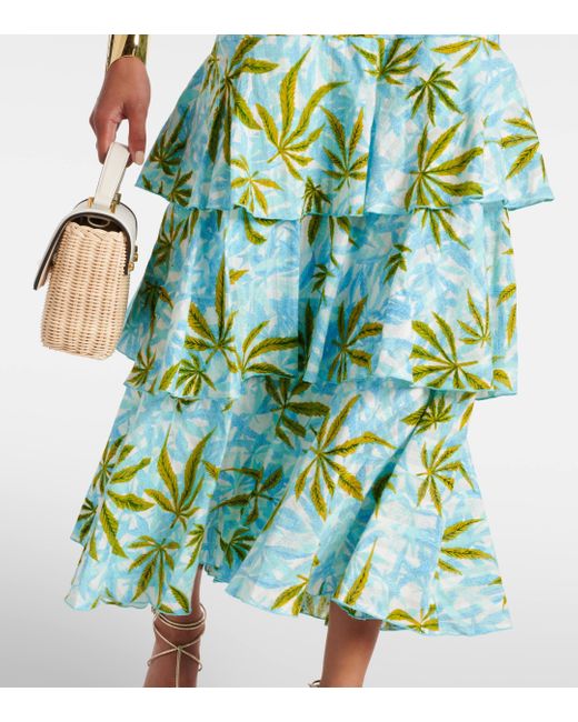 Diane von Furstenberg Green Cate Printed Cotton Maxi Dress