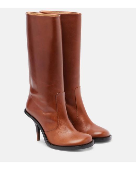 Dries Van Noten Brown 90 Leather Knee-High Boots
