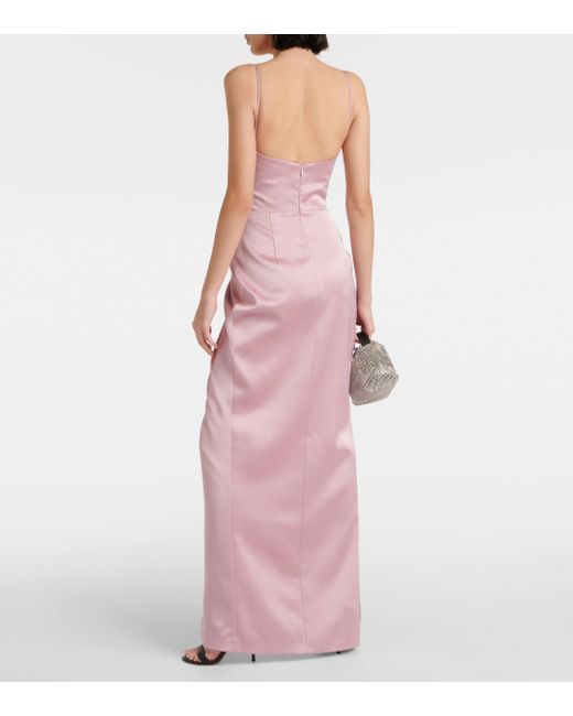 Rasario Pink Draped Satin Gown