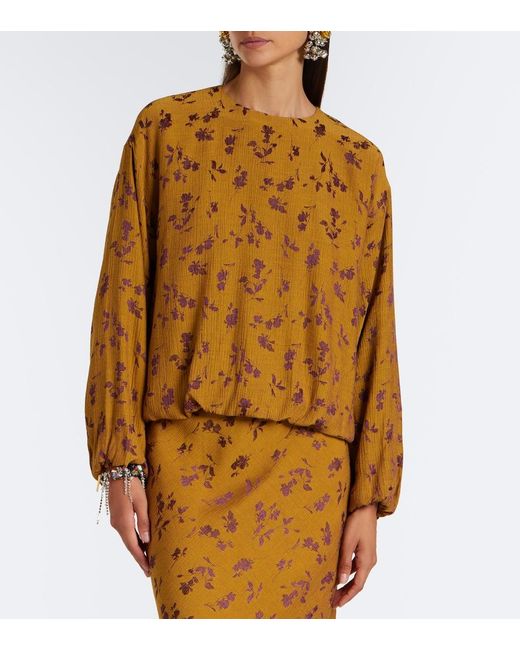Dries Van Noten Brown Floral Blouse