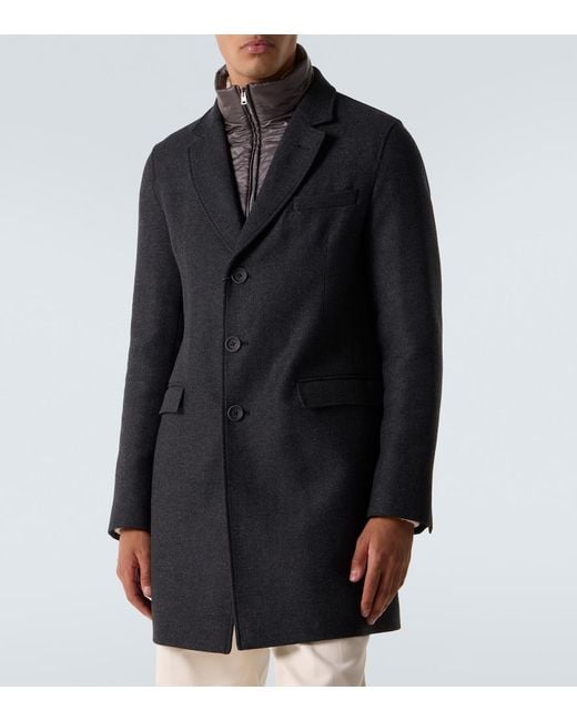 Herno Blue Wool-Blend Coat for men