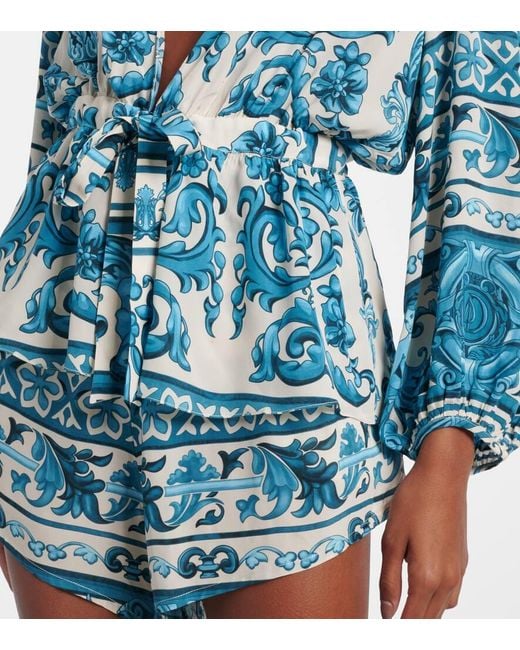 Adriana Degreas Blue Printed Blouse
