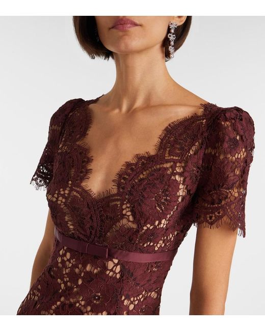 Self-Portrait Purple Floral Lace Midi Dress