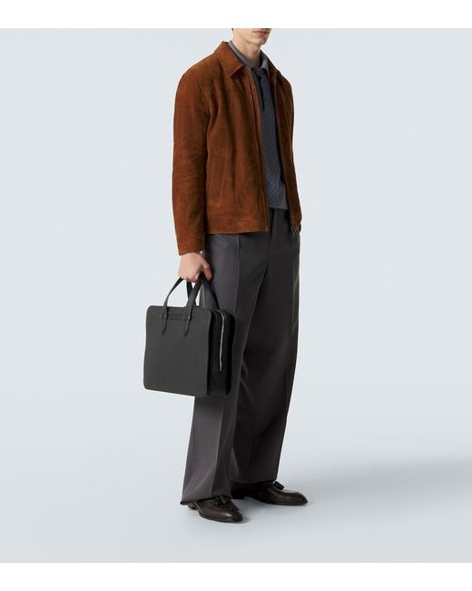 Brioni Black Leather Briefcase for men