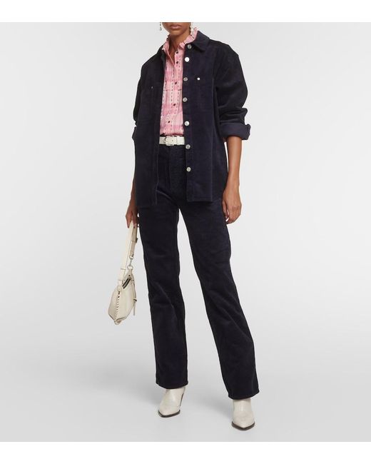 Isabel Marant Blue Rwan Corduroy Flared Pants