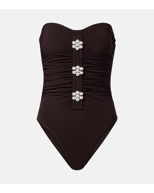 Karla Colletto Black Maya Embellished Bandeau Swimsuit