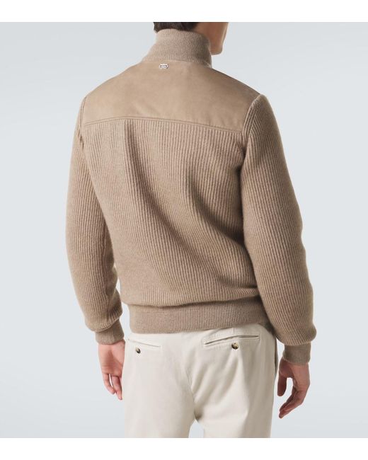 Agnona Natural Cashmere And Suede Bomber Jacket for men
