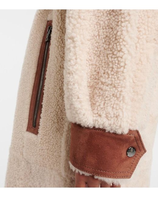 Bogner Brown Gritt Suede-Trimmed Shearling Coat