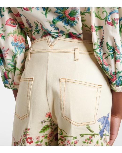 Etro White Belted Printed Wide-Leg Jeans