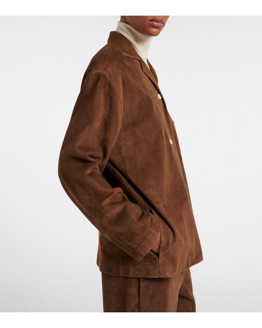 The Row Brown Janine Suede Shirt
