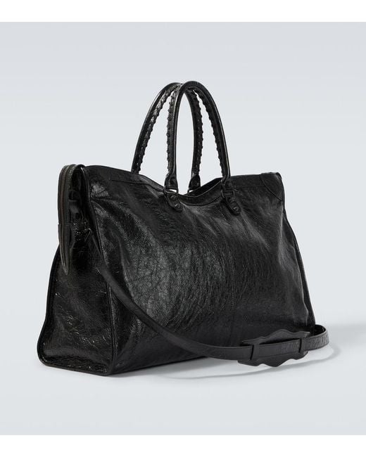 Balenciaga Black Le City Leather Duffel Bag for men