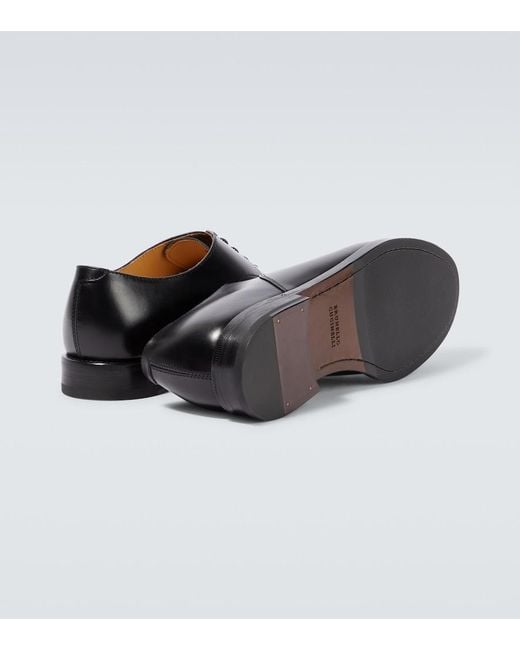 Brunello Cucinelli Black Leather Derby Shoes for men