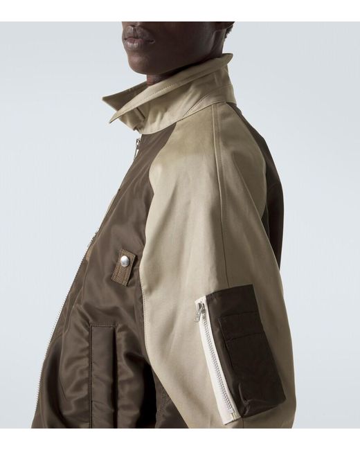 Sacai Green Cotton Chino And Twill Blouson Jacket for men
