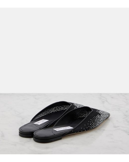 Jimmy Choo Black Vivi Embellished Mesh Mules