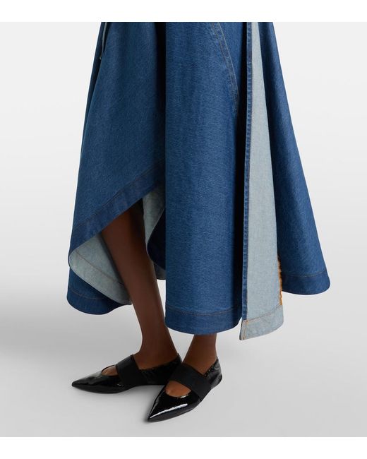 Givenchy Blue Asymmetric Denim Midi Skirt