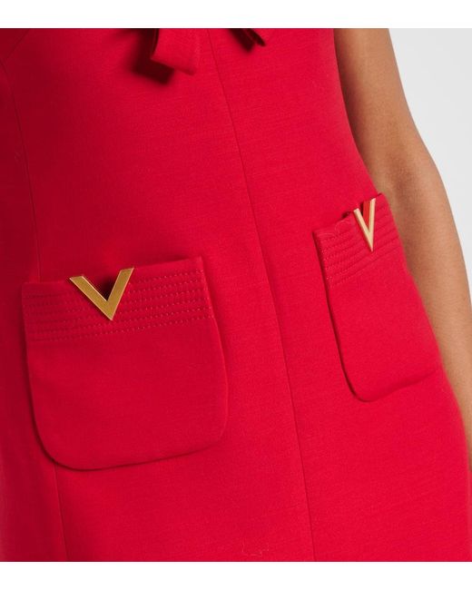 Valentino Red Crepe Couture Bow-Detail Minidress