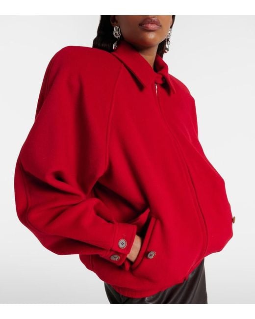 Magda Butrym Red Wool Bomber Jacket