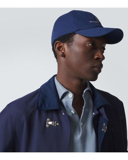 Brunello Cucinelli Blue Canvas Baseball Cap for men