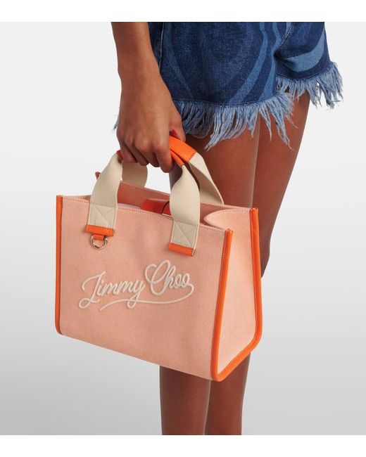 Jimmy Choo Natural Tote Aus Canvas Mit Leder